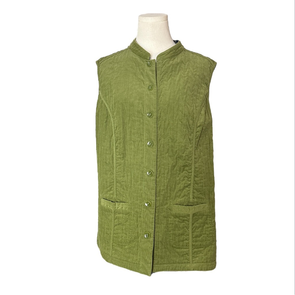 CJ Banks Reversible Floral and‎ Green Vest Women Double-Sided size 1X (A22) - Picture 2 of 11